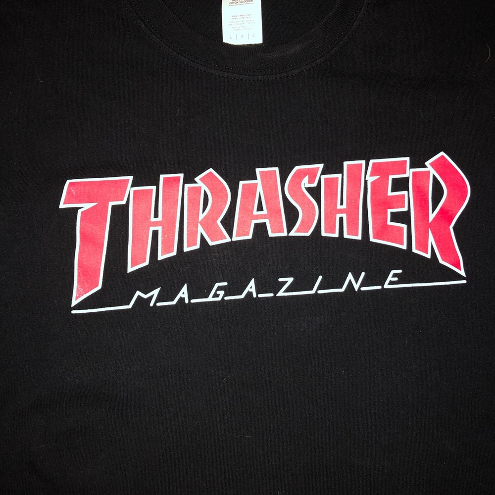 Red and black Thrasher magazine shirt